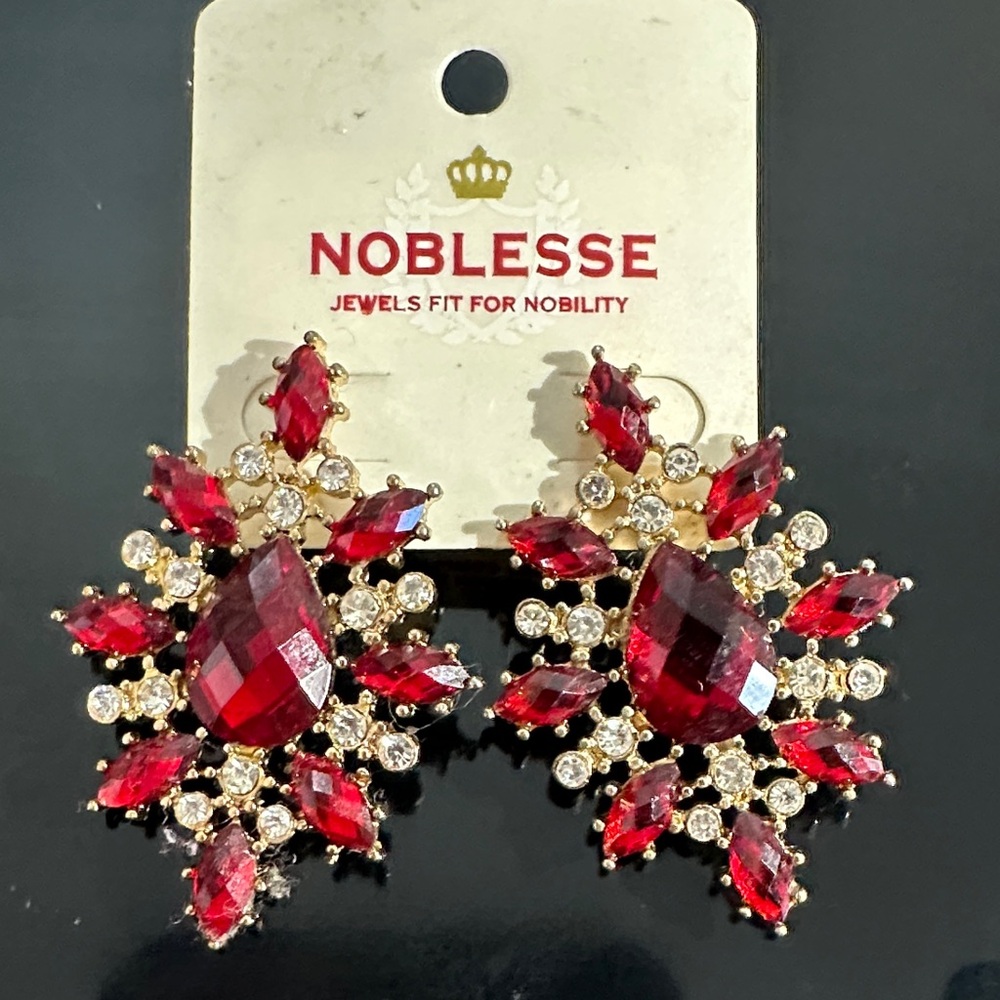 Red and Gold Crystal Earrings